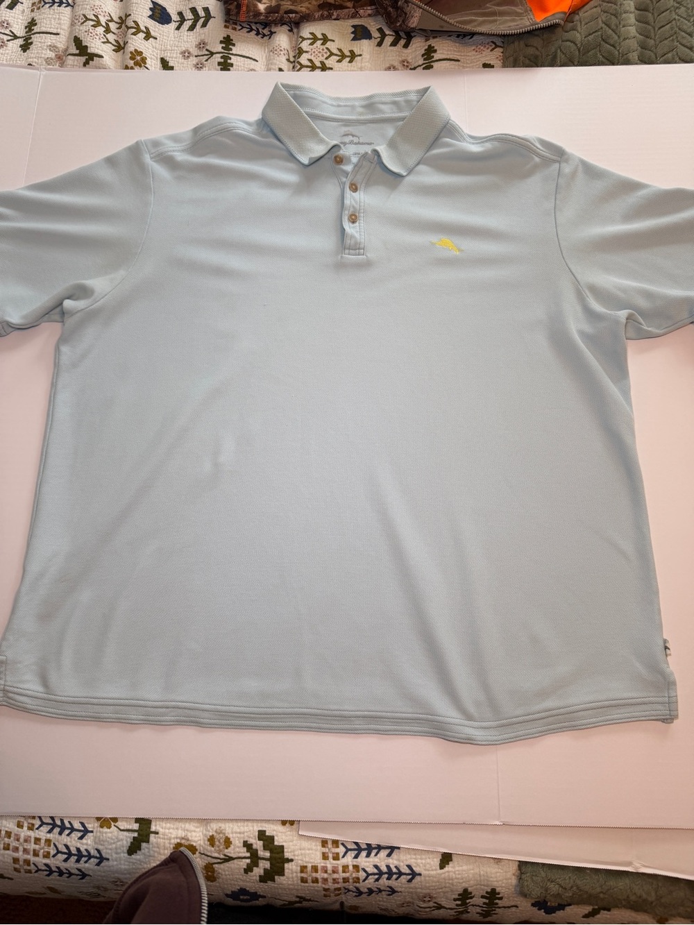 Tommy Bahama Light Blue Polo with Yellow Logo
